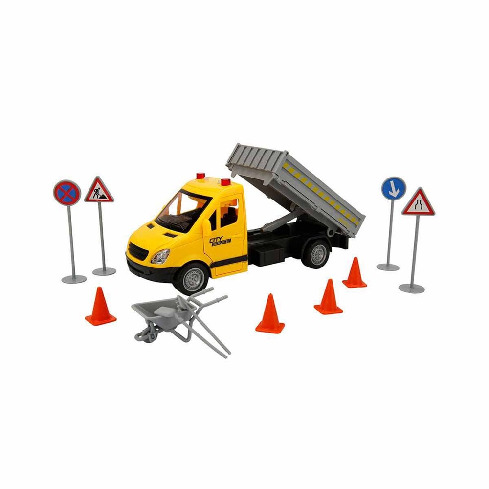 Sunman Oyuncak Maxx Wheels Sesli ve Işıklı Yol Yardım Kamyonu ve Trafik İşaretleri 03153 SUN-YFN-MXX-1/16