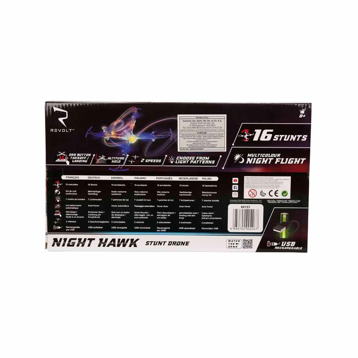Sunman Oyuncak Night Hawk Işıklı USB Şarjlı Uzaktan Kumandalı Drone 00090426