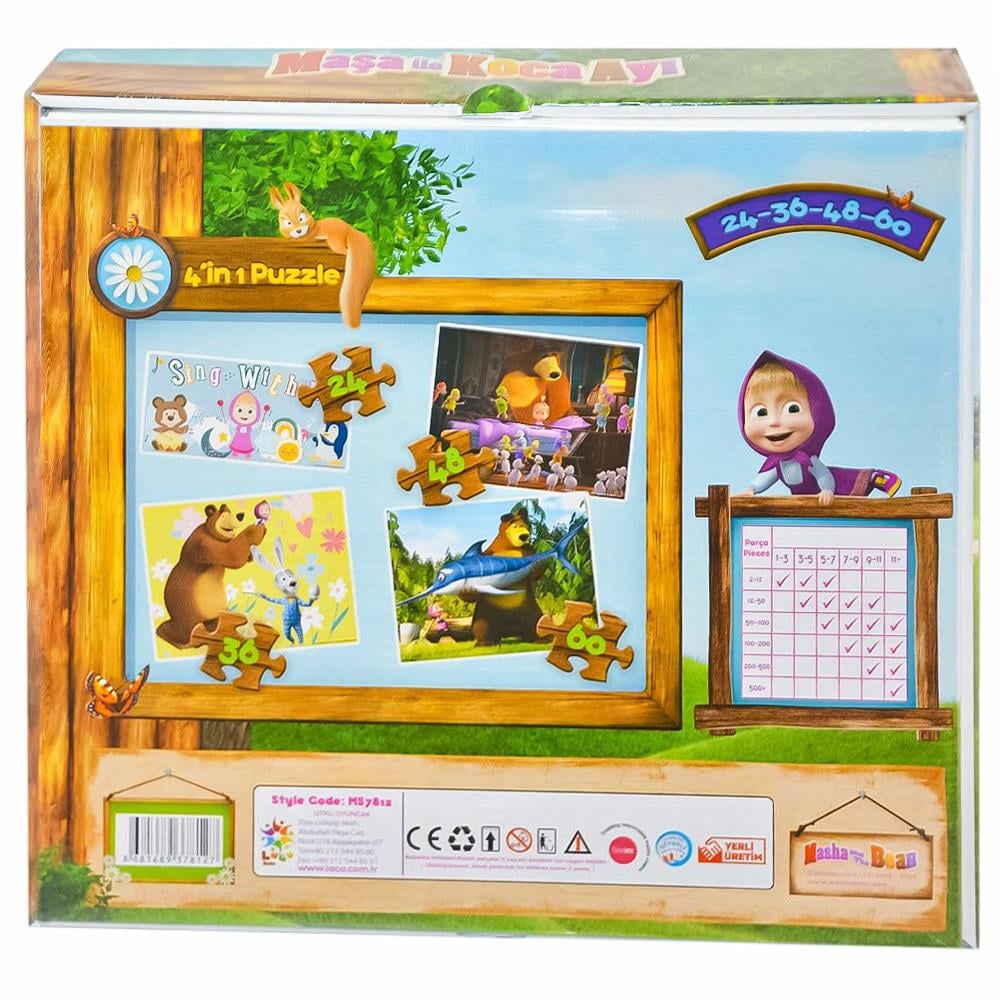 Utku Oyuncak Maşa 4 in 1 Puzzle MS7812