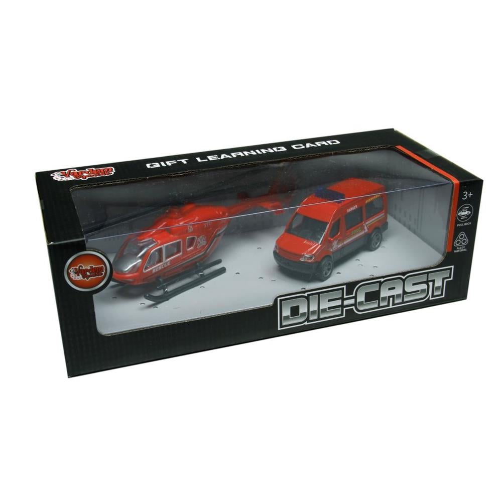 Vardem Oyuncak Çek Bırak Die-Cast Minibüs Ve Helikopter XFD1077