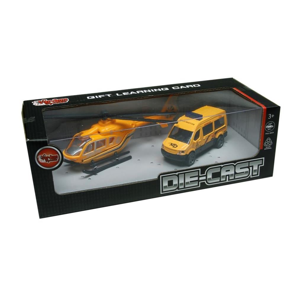 Vardem Oyuncak Çek Bırak Die-Cast Minibüs Ve Helikopter XFD1077