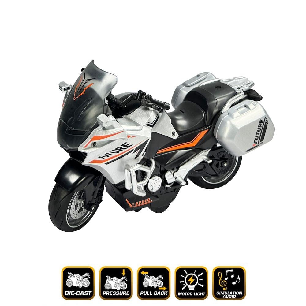 Vardem Oyuncak Çek Bırak Sesli ve Işıklı 1:10 Die-Cast Clasic Güvenlik Motosiklet MY66-M2241