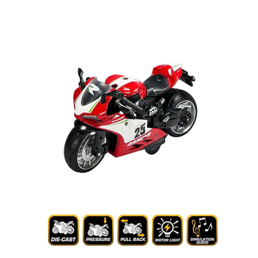 Vardem Oyuncak Çek Bırak Sesli ve Işıklı 1:12 Die-Cast Clasic Spor Motosiklet MY66-M2231