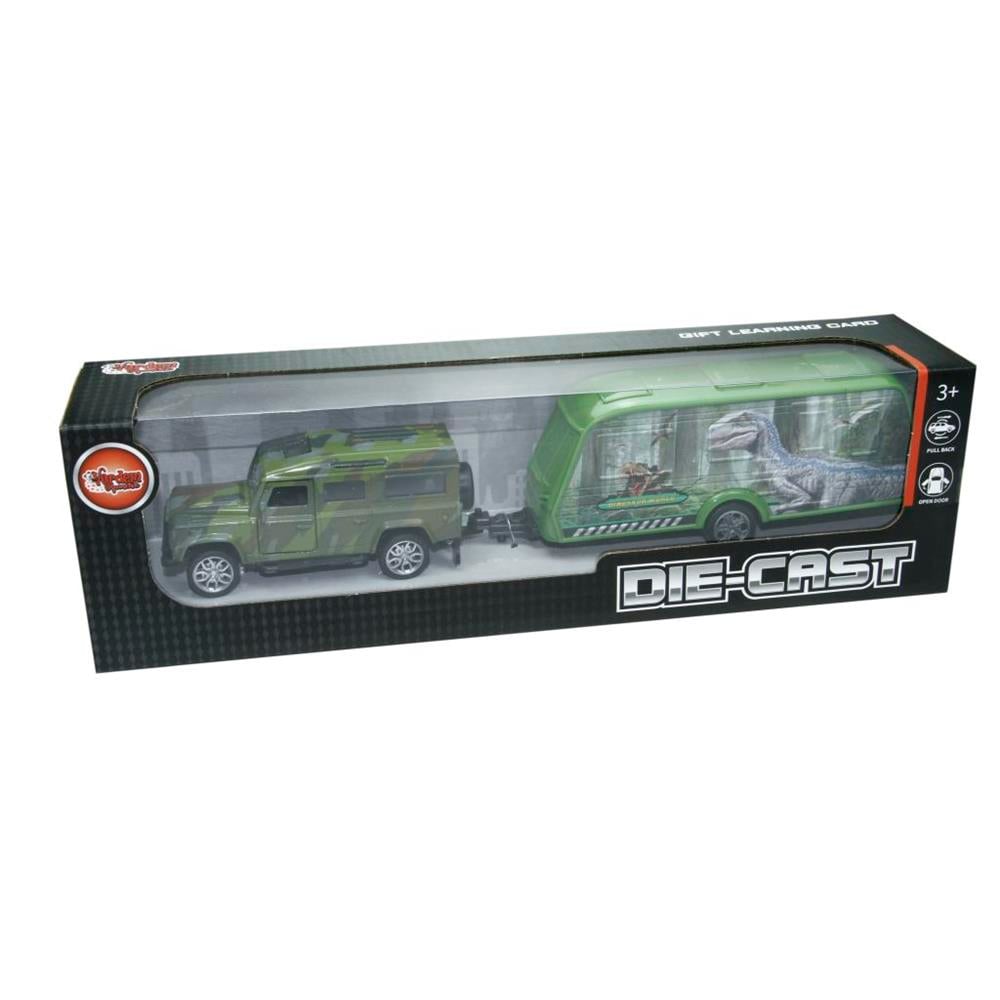 Vardem Oyuncak Dinazor Taşıma Romörklu Die-Cast Çek Bırak Jeep XFD1005