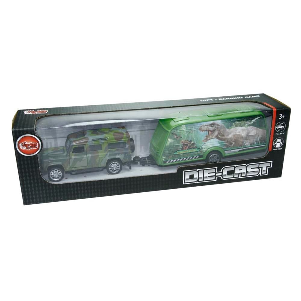 Vardem Oyuncak Dinazor Taşıma Romörklu Die-Cast Çek Bırak Jeep XFD1005