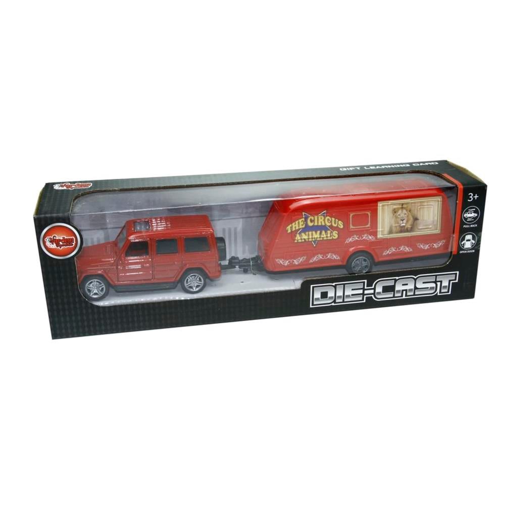Vardem Oyuncak Hayvan Taşıma Romörklu Die-Cast Çek Bırak Jeep XFD1006