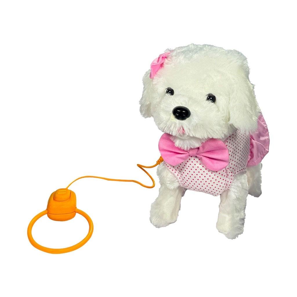Vardem Oyuncak Peluş Tasmalı Yürüyen Pembe Fiyonklu Köpek PFT-B025