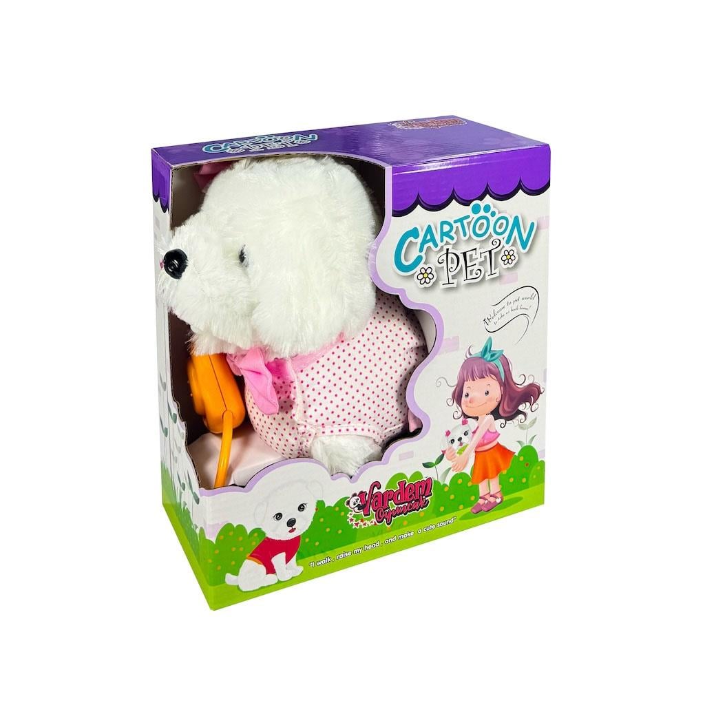 Vardem Oyuncak Peluş Tasmalı Yürüyen Pembe Fiyonklu Köpek PFT-B025