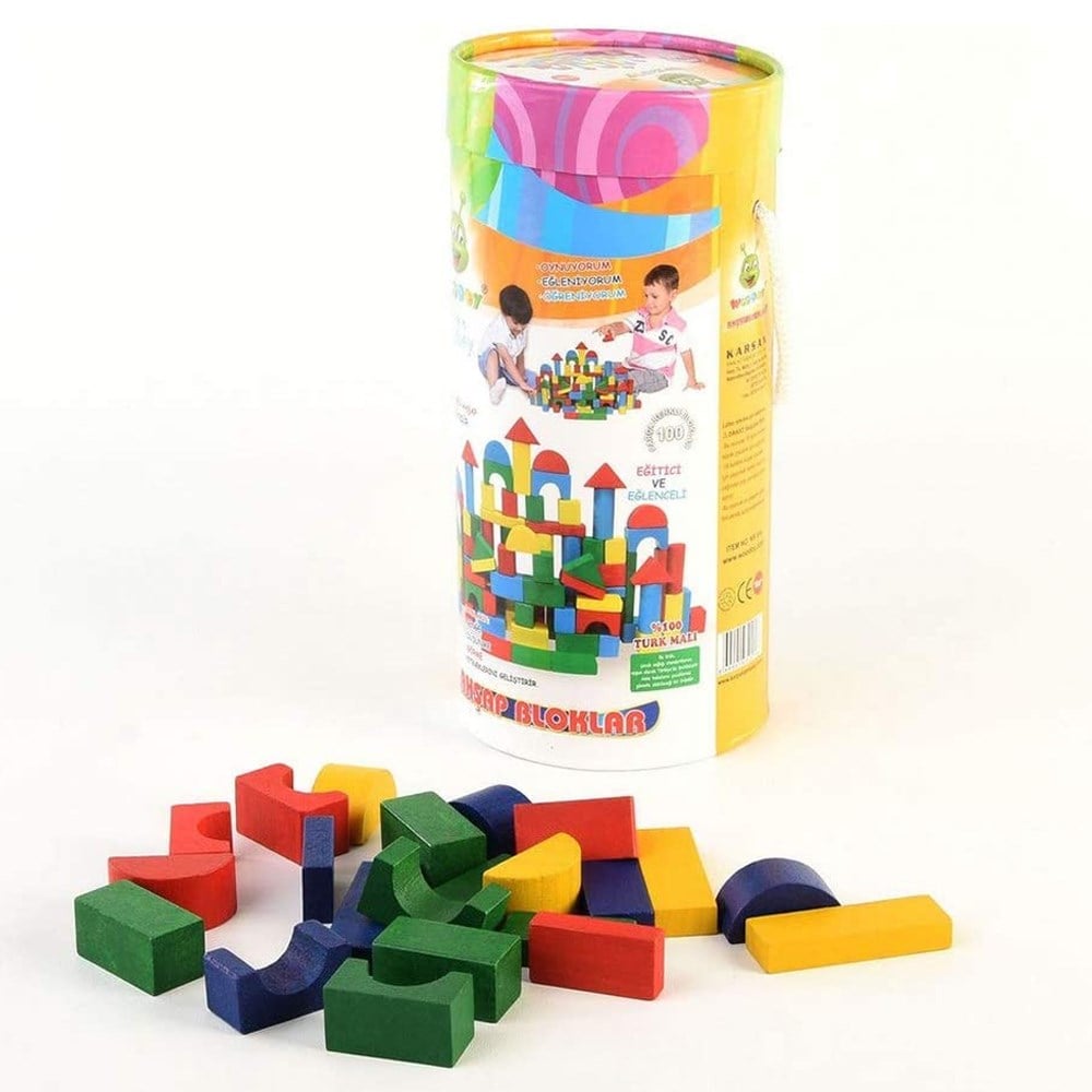 Woody 100 Parça Küçük Kovalı Bloklar KR016
