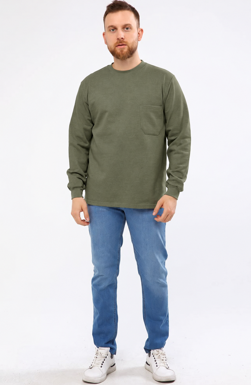 20/10 İKİ İPLİK O YAKA SWEAT OPANENT -Haki