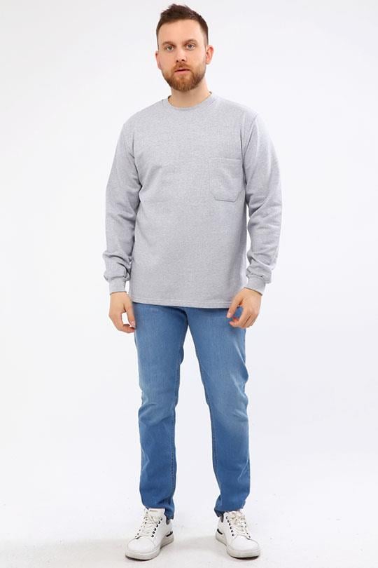 20/10 İKİ İPLİK O YAKA SWEAT OPANENT -Melanj Gri