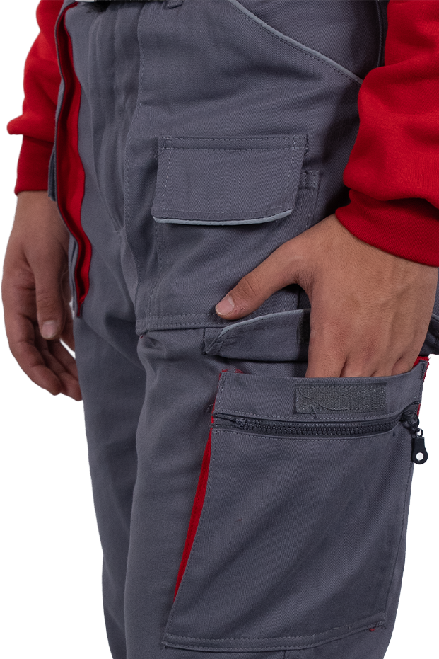 BLENDED MULTI-POCKET TROUSERS - Grey