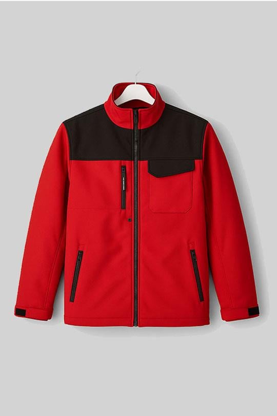 MUALTA ÇIKMA KOLLU SOFTSHELL MONT-Siyah - Kırmızı