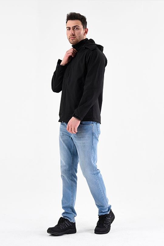 SOFTSHELL KAPŞONLU MONT-Siyah