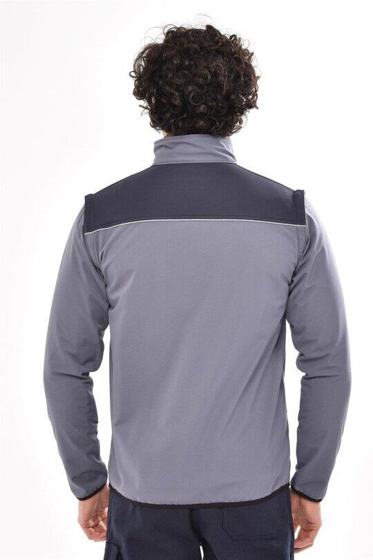 SOFTSHELL LACİVERT ROBALI GRİ ÇIKMA KOLLU MONT-Lacivert