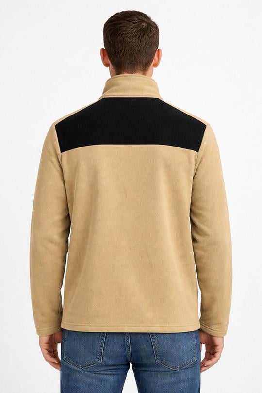 Tactical Fleece Jacket, 4 Pockets, Beige - Black