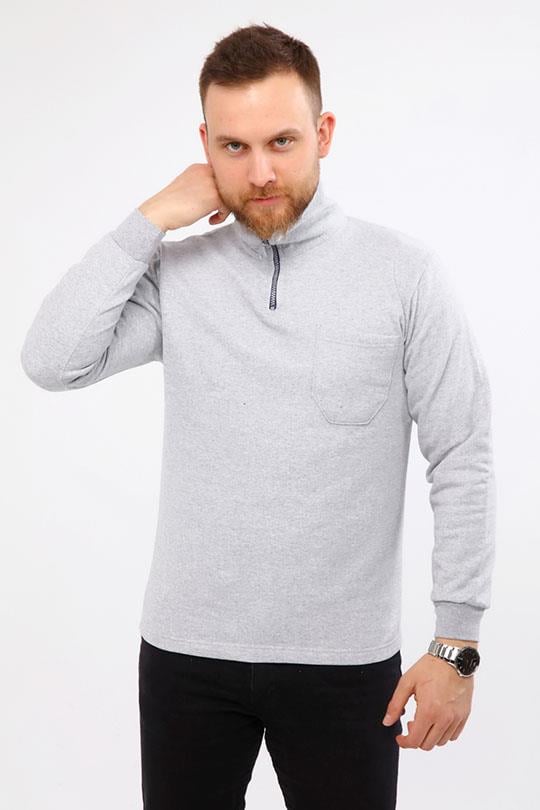 ÜÇ İPLİK BALIKÇIYAKA SWEAT OPANENT -Melanj Gri