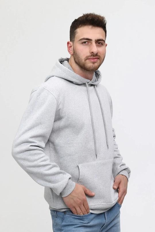 ÜÇ İPLİK KAPÜŞONLU SWEAT OPANENT-Melanj Gri