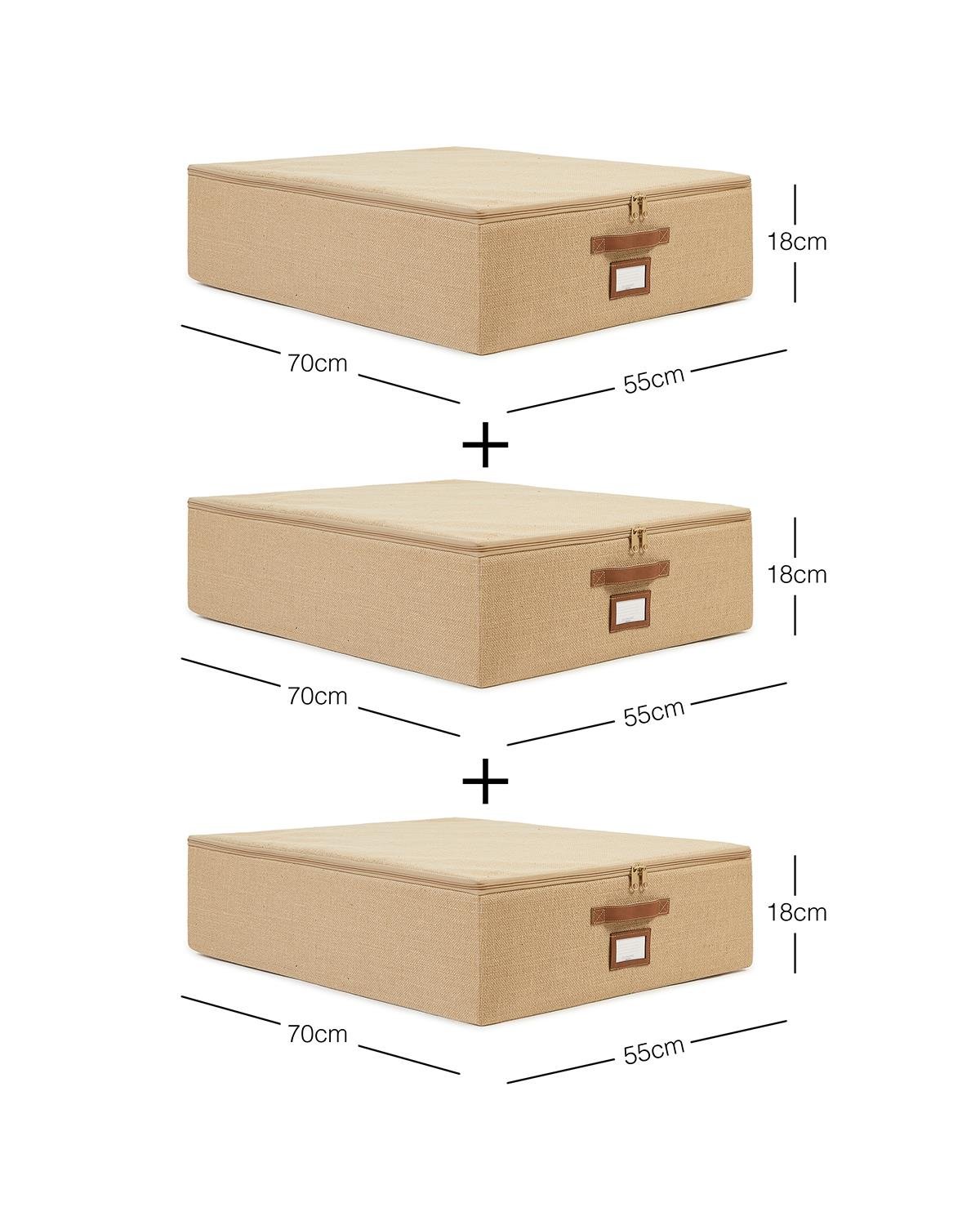 3'lü Büyük Boy Jüt Destekli Hurç Set 55 x 70 x 18 cm