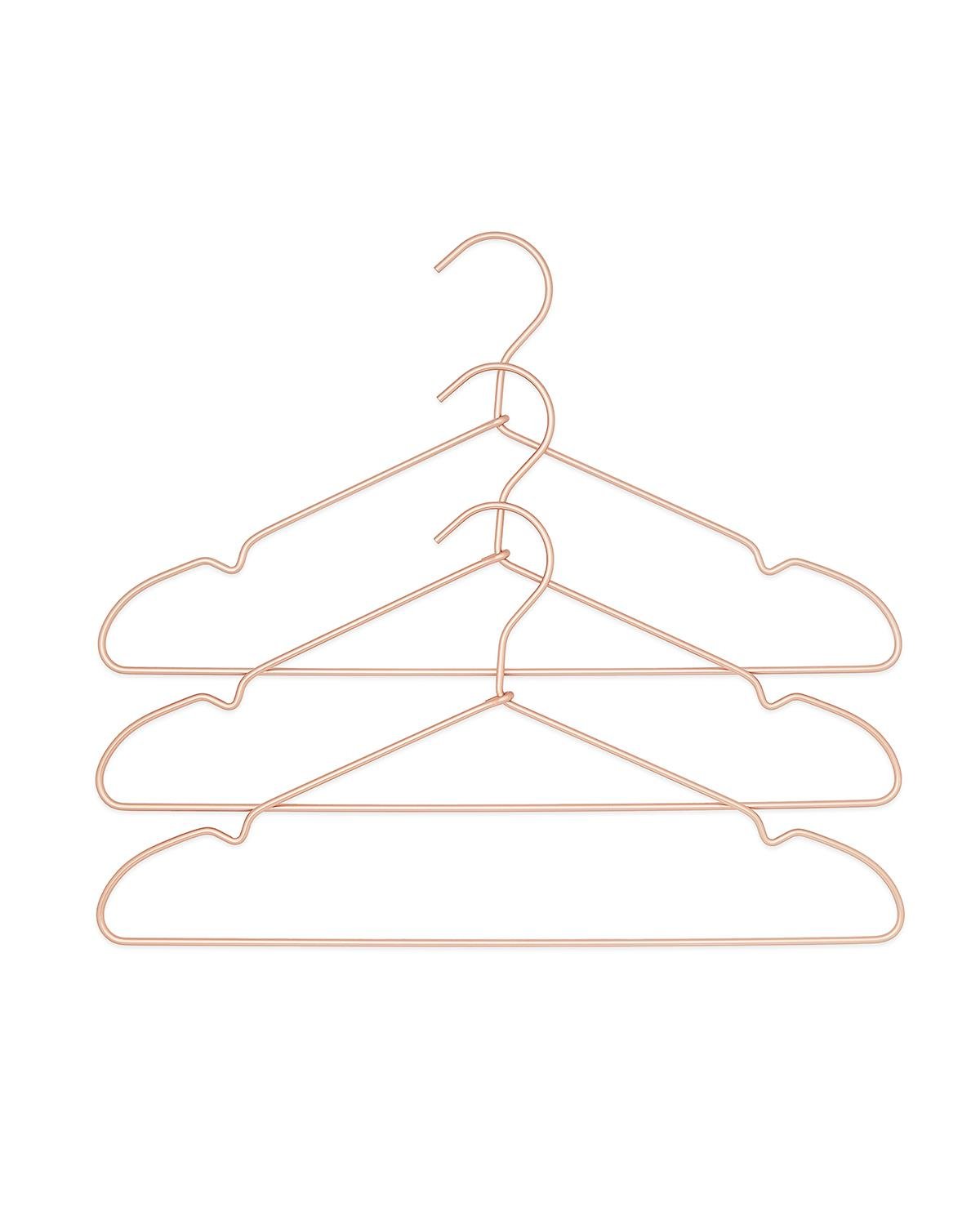 3'lü Pembe Altın Rengi Metal Giysi Askısı 22 x 41 x 0.4 cm
