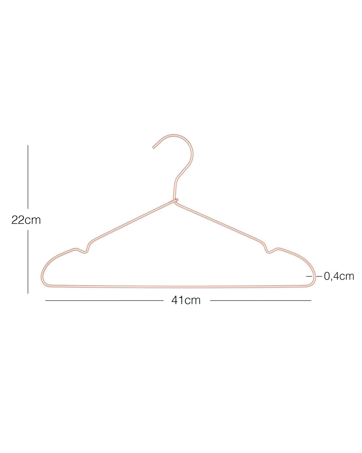 3'lü Pembe Altın Rengi Metal Giysi Askısı 22 x 41 x 0.4 cm