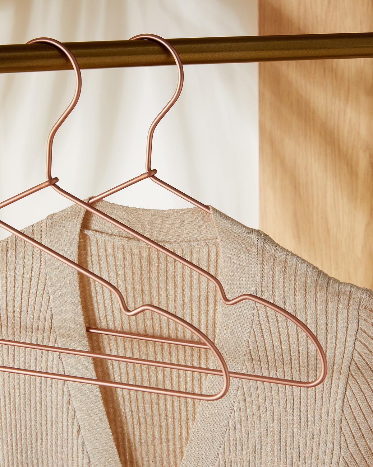 3'lü Pembe Altın Rengi Metal Giysi Askısı 22 x 41 x 0.4 cm