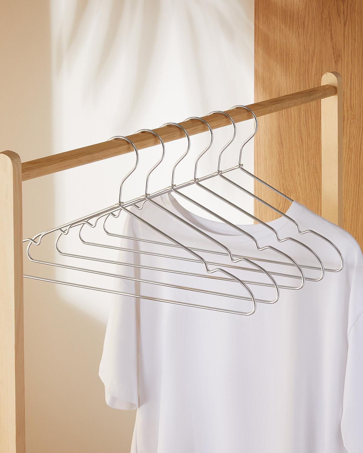 6'lı Gümüş Renk Metal Giysi Askısı 22 x 41 x 0.4 cm