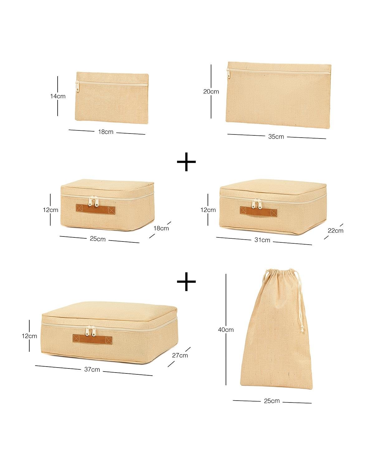 6'lı Jüt Keten Kumaş Bavul İçi Düzenleyici Set