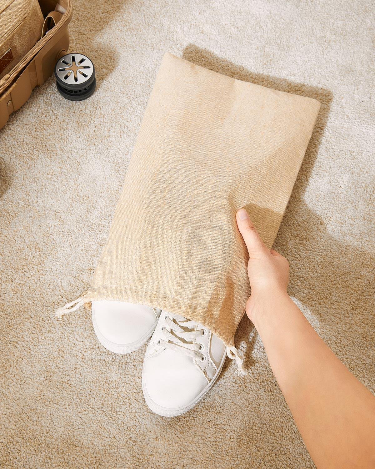 6'lı Jüt Keten Kumaş Bavul İçi Düzenleyici Set