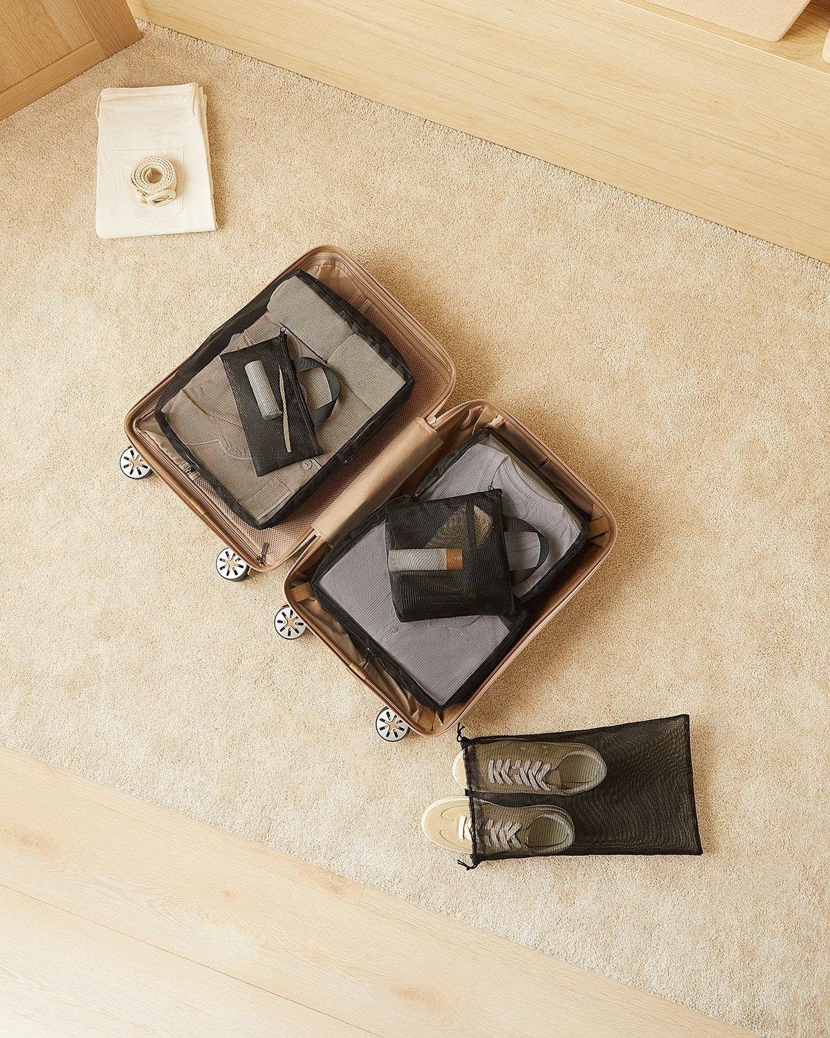 6'lı Siyah Renk File Bavul İçi Düzenleyici Set