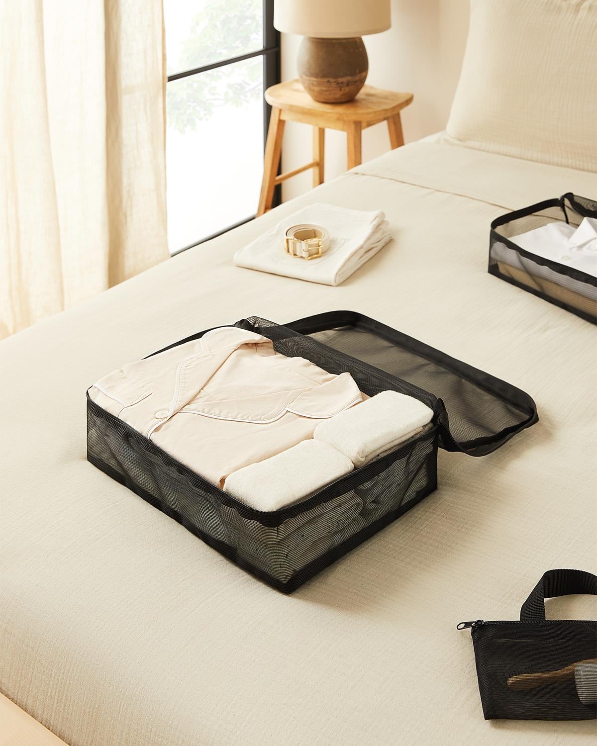 6'lı Siyah Renk File Bavul İçi Düzenleyici Set