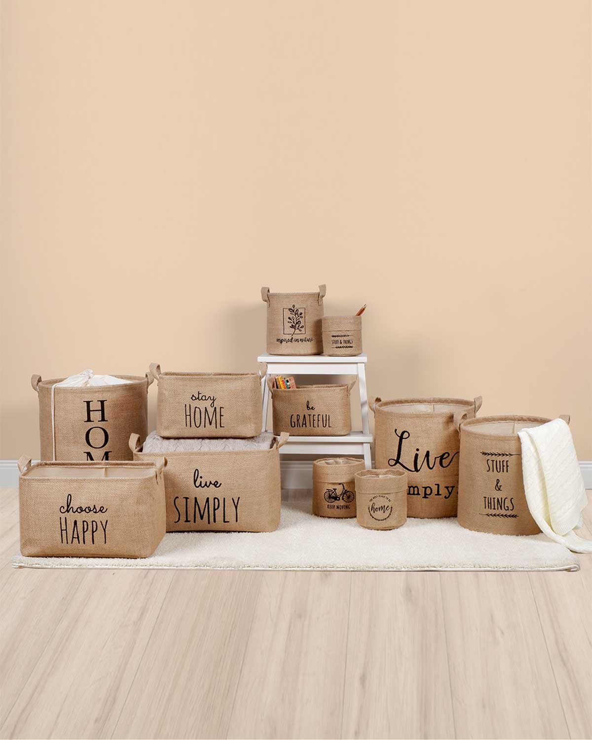 OCEAN HOME Su Geçirmez Tabanlı Jüt Çamaşır Sepeti  // 36x40