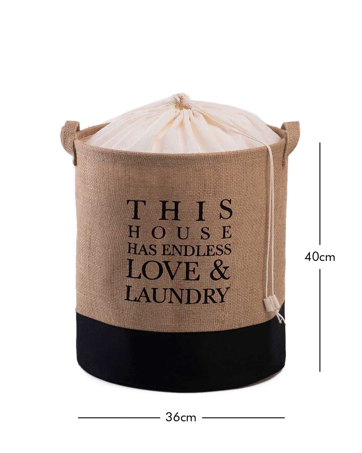 OCEAN HOME Su Geçirmez Tabanlı Jüt Çamaşır Sepeti  // 36x40