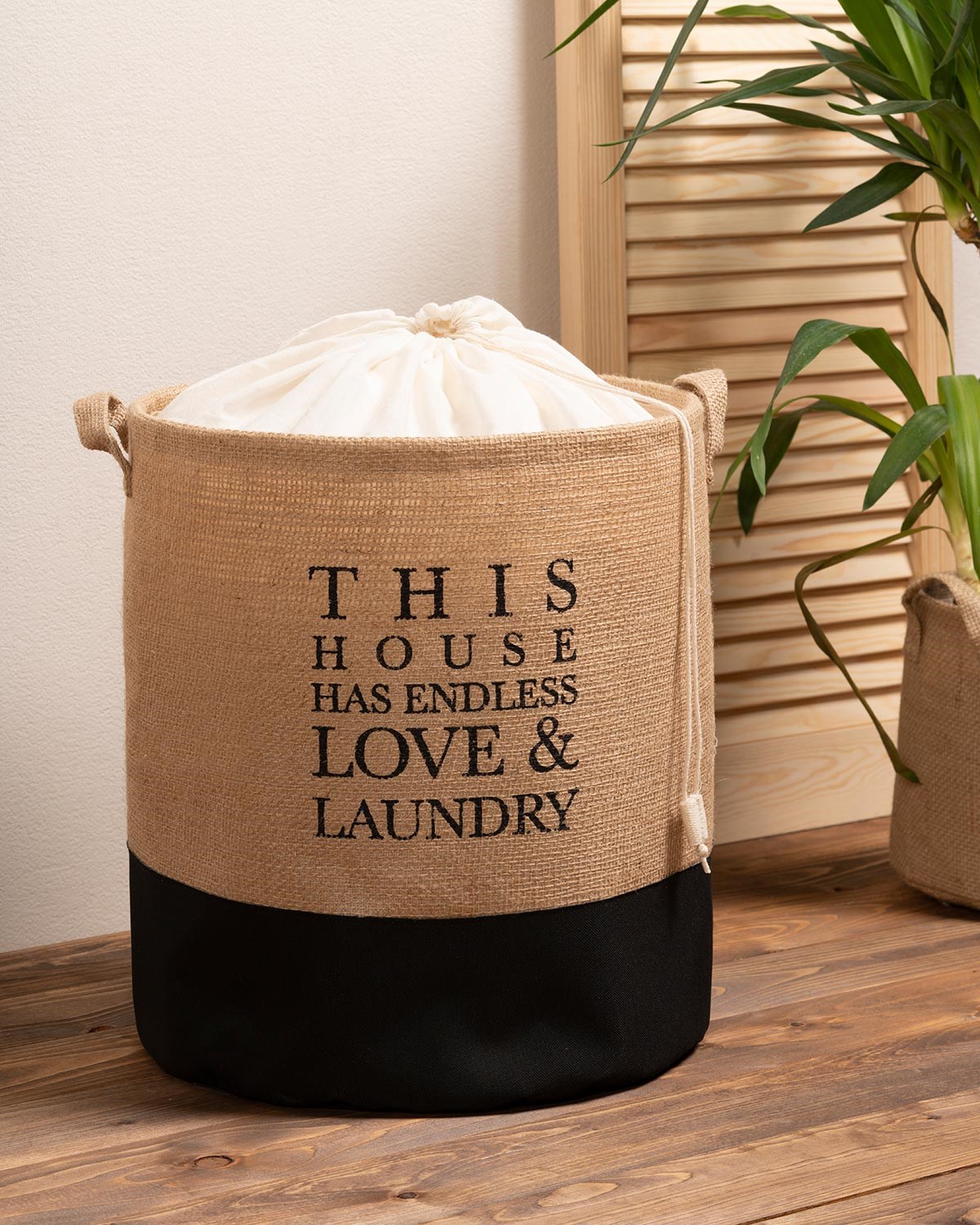 OCEAN HOME Su Geçirmez Tabanlı Jüt Çamaşır Sepeti  // 36x40