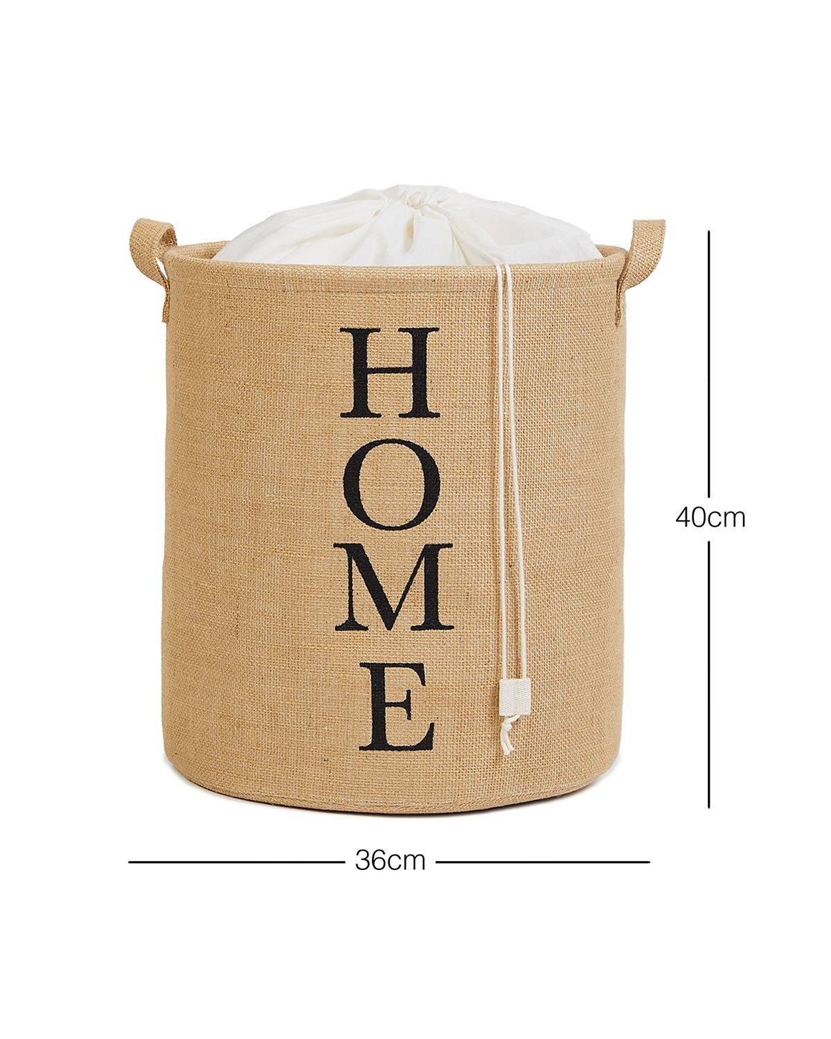 Ocean Home Textile Ağzı Büzgülü Home Jüt Çamaşır Sepeti 36 x 40 cm