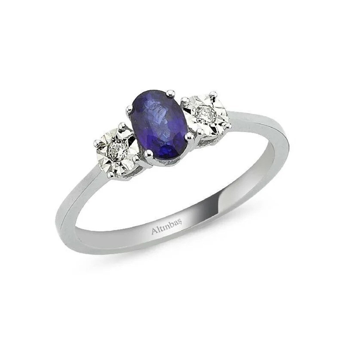 0.05 Karat Pırlanta Safir Yüzük