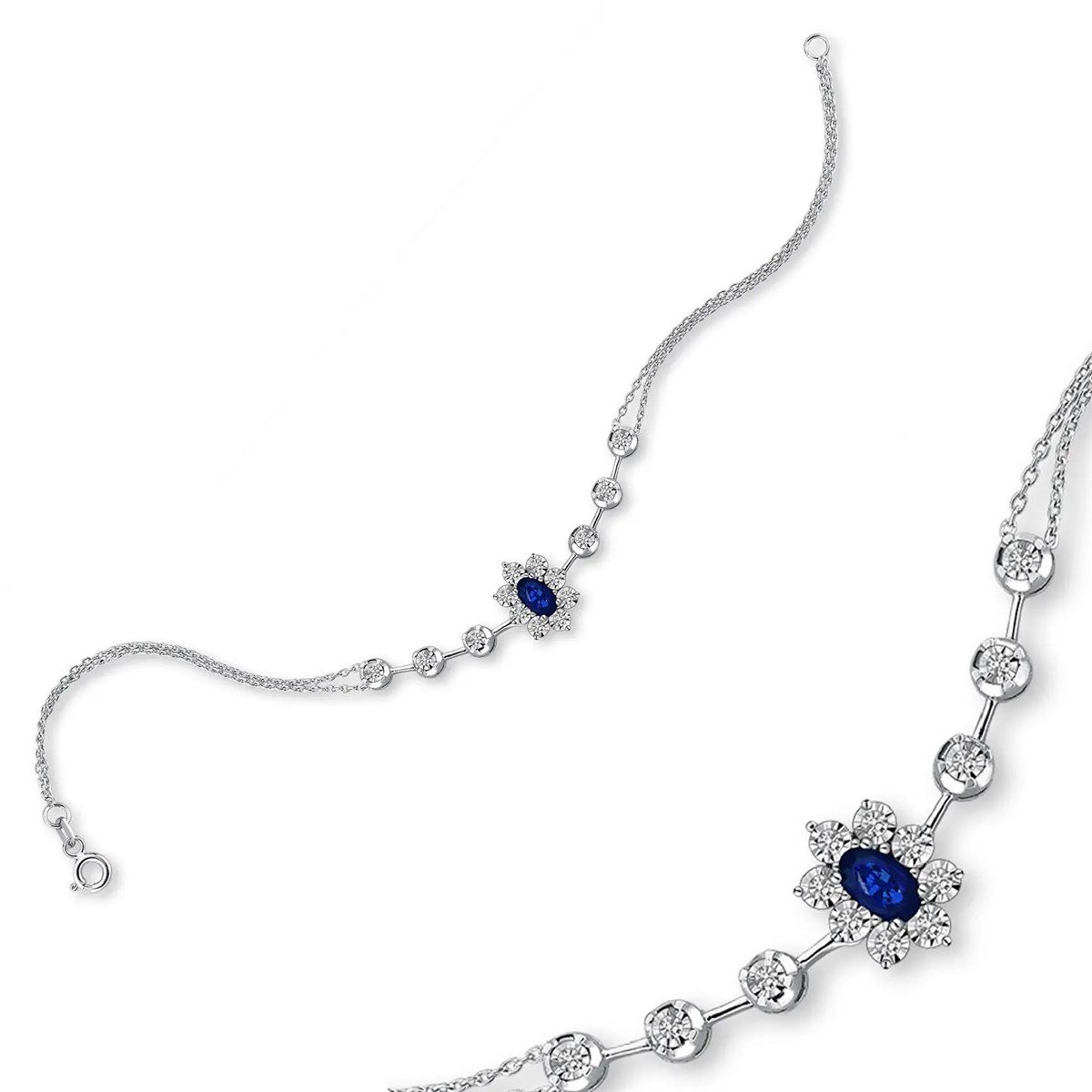 0.06 Karat Pırlanta Safir Bileklik