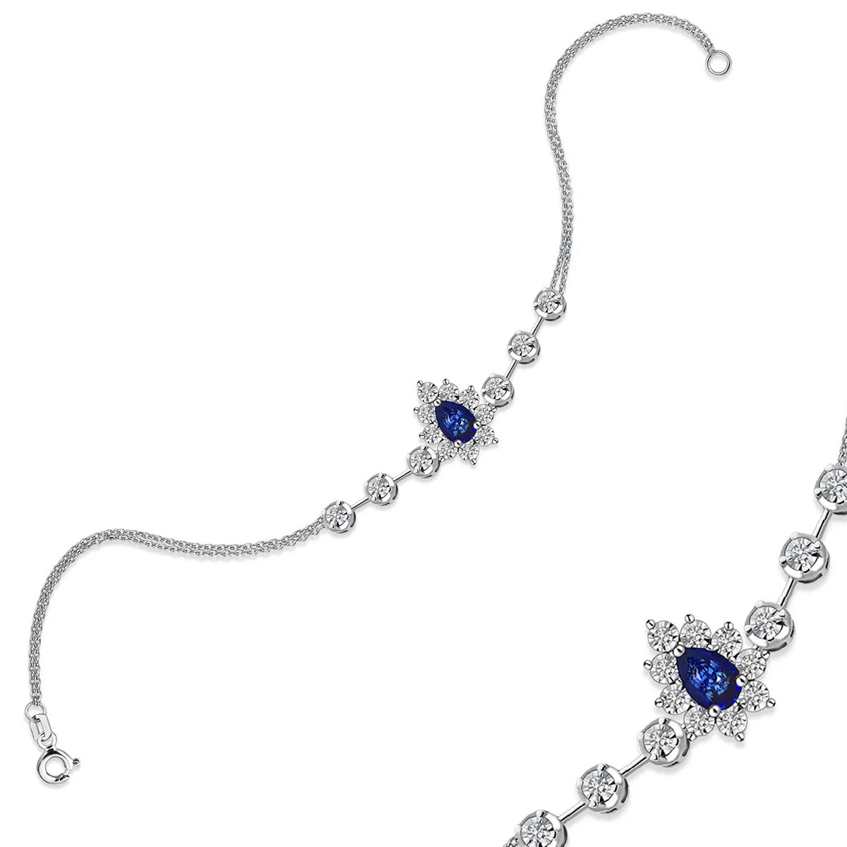 0.06 Karat Pırlanta Safir Bileklik