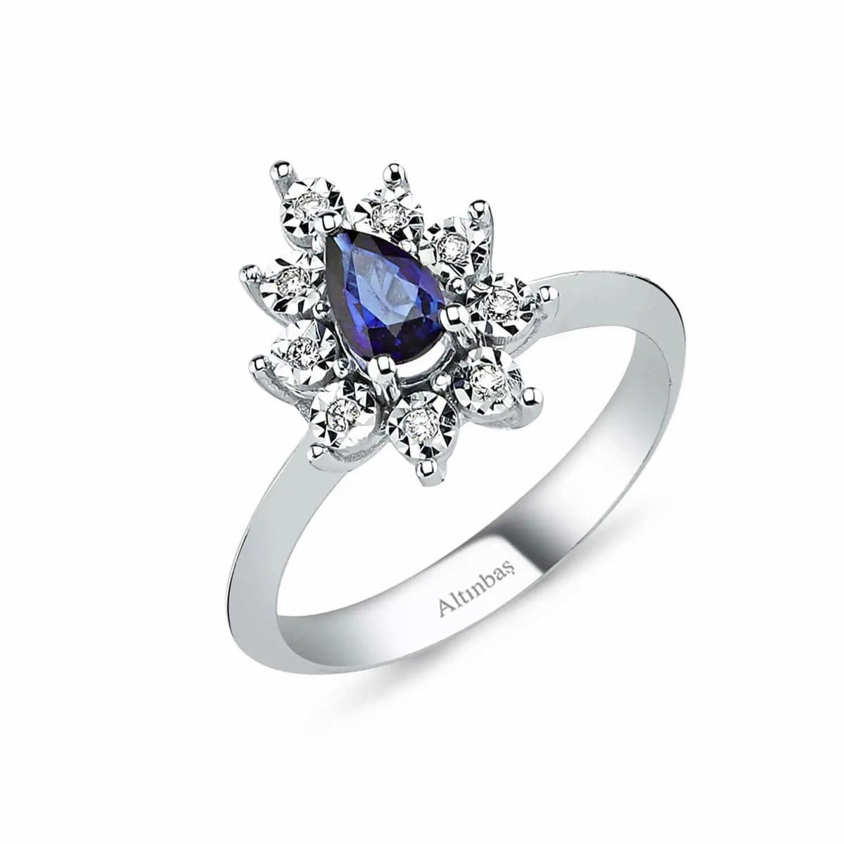 0.06 Karat Pırlanta Safir Yüzük