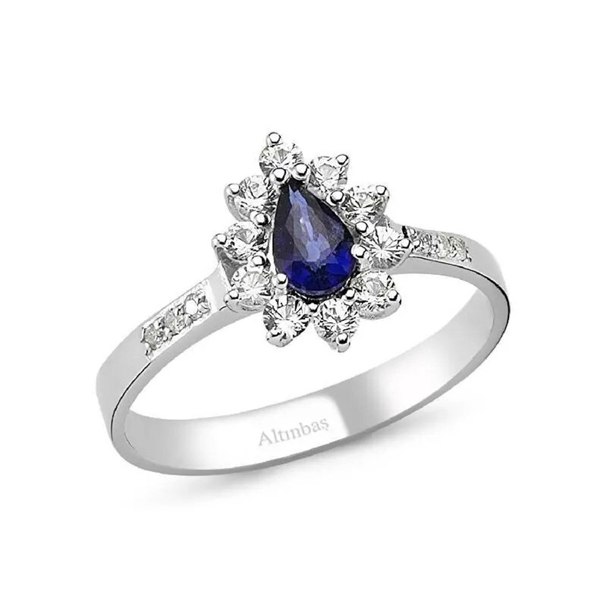 0.06 Karat Pırlanta Safir Yüzük