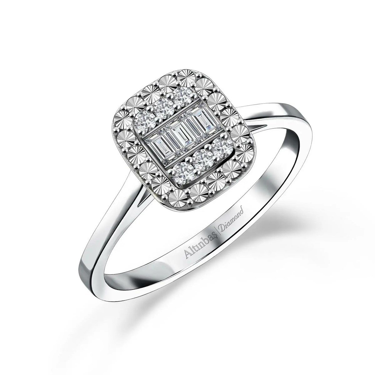 0.11 Karat Pırlanta Baget Yüzük