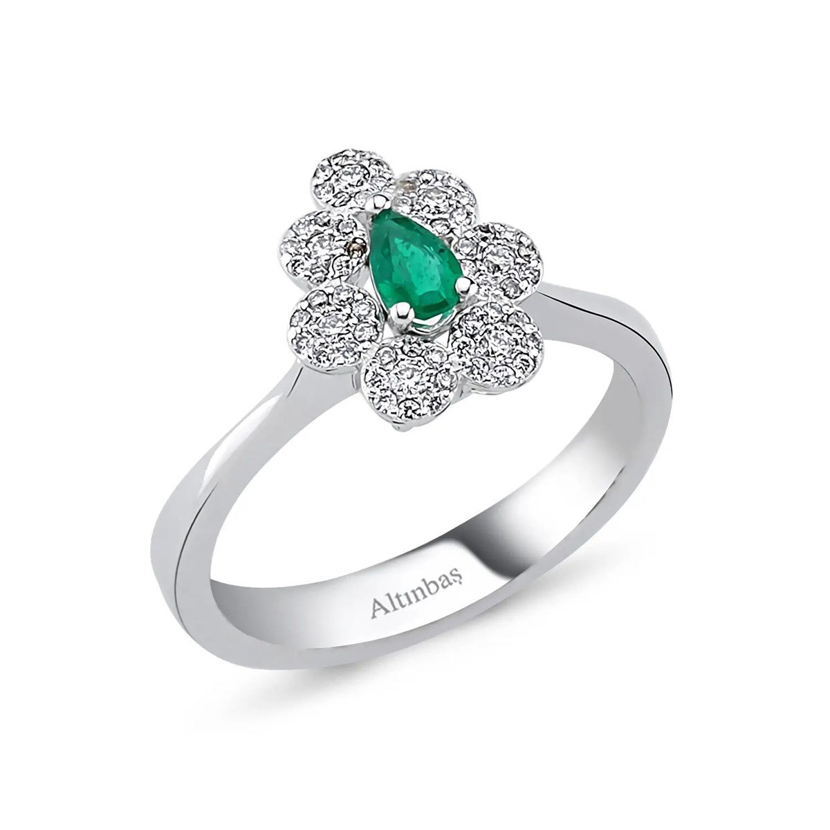 0.21 Karat Pırlanta Zümrüt Yüzük