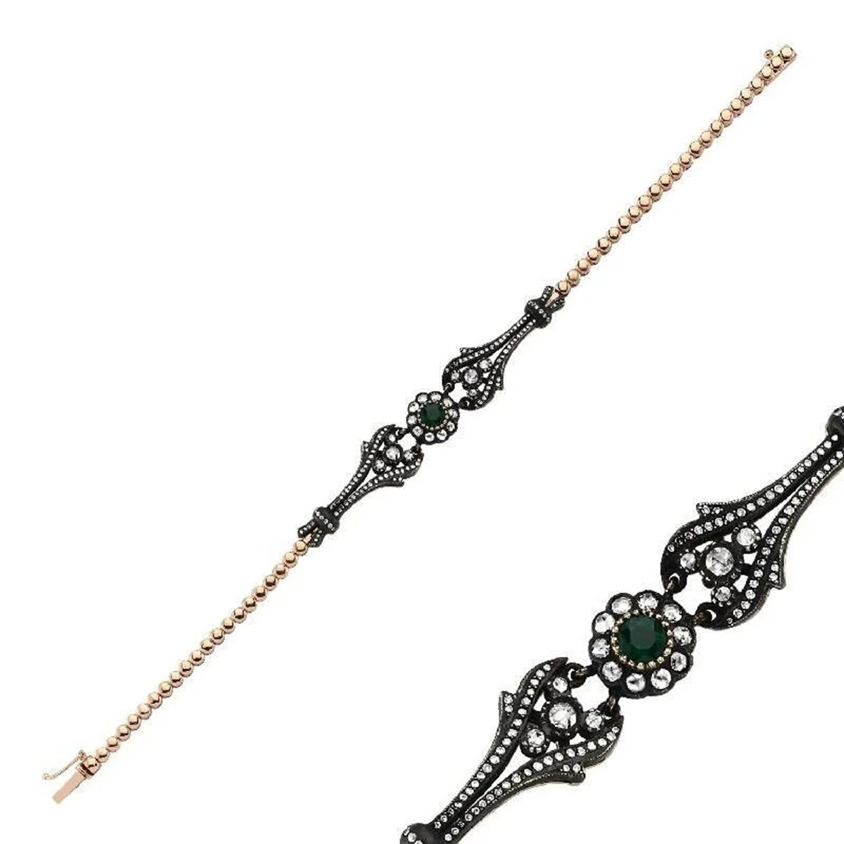 0.62 Karat Elmas Zümrüt Bileklik