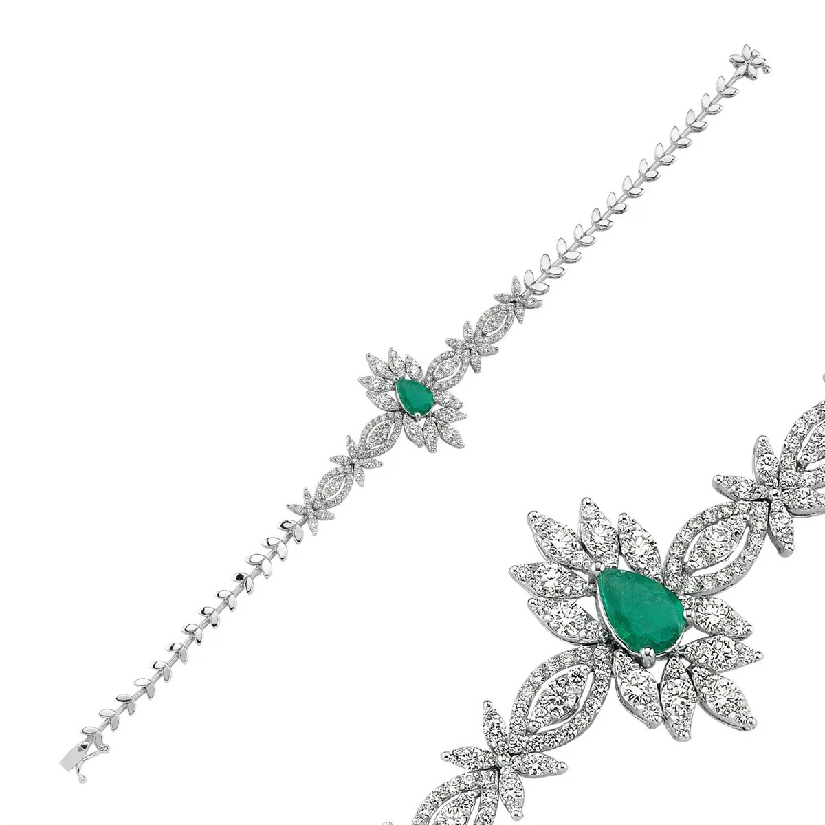 2.41 Karat Pırlanta Zümrüt Bileklik