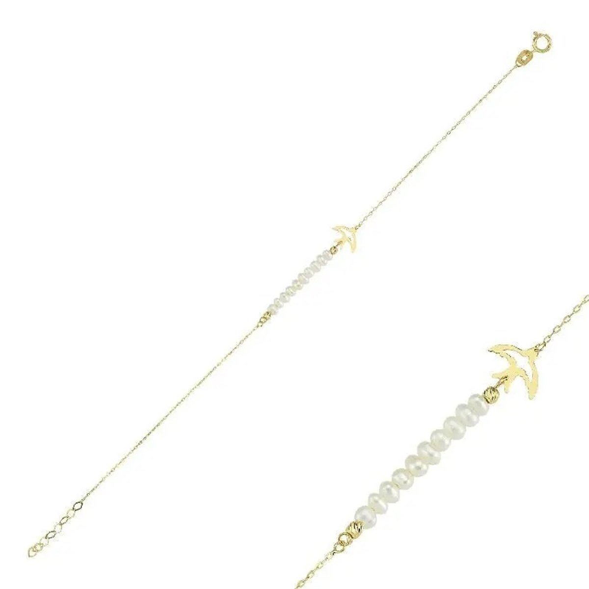 Altın İnci Kuş Bileklik