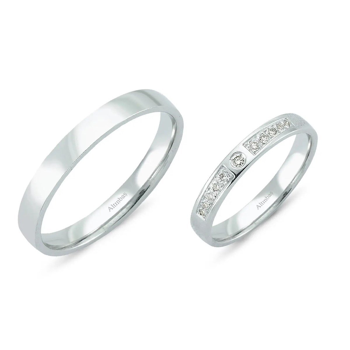 Pırlantalı Altın İkili Alyans