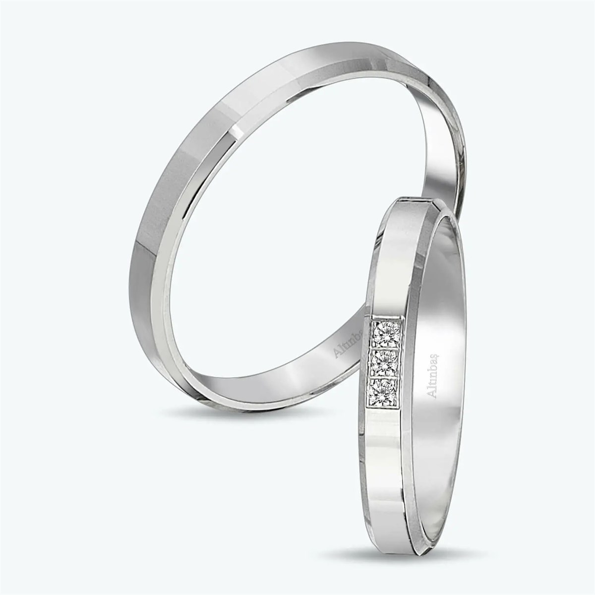 Pırlantalı Altın İkili Alyans