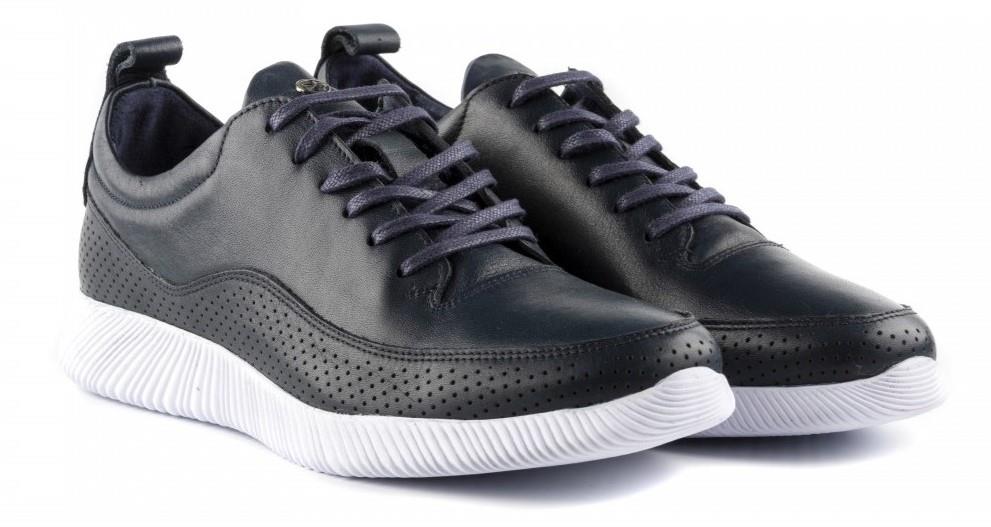 02506 Hakiki Deri Erkek Sneaker Ayakkabı Lacivert