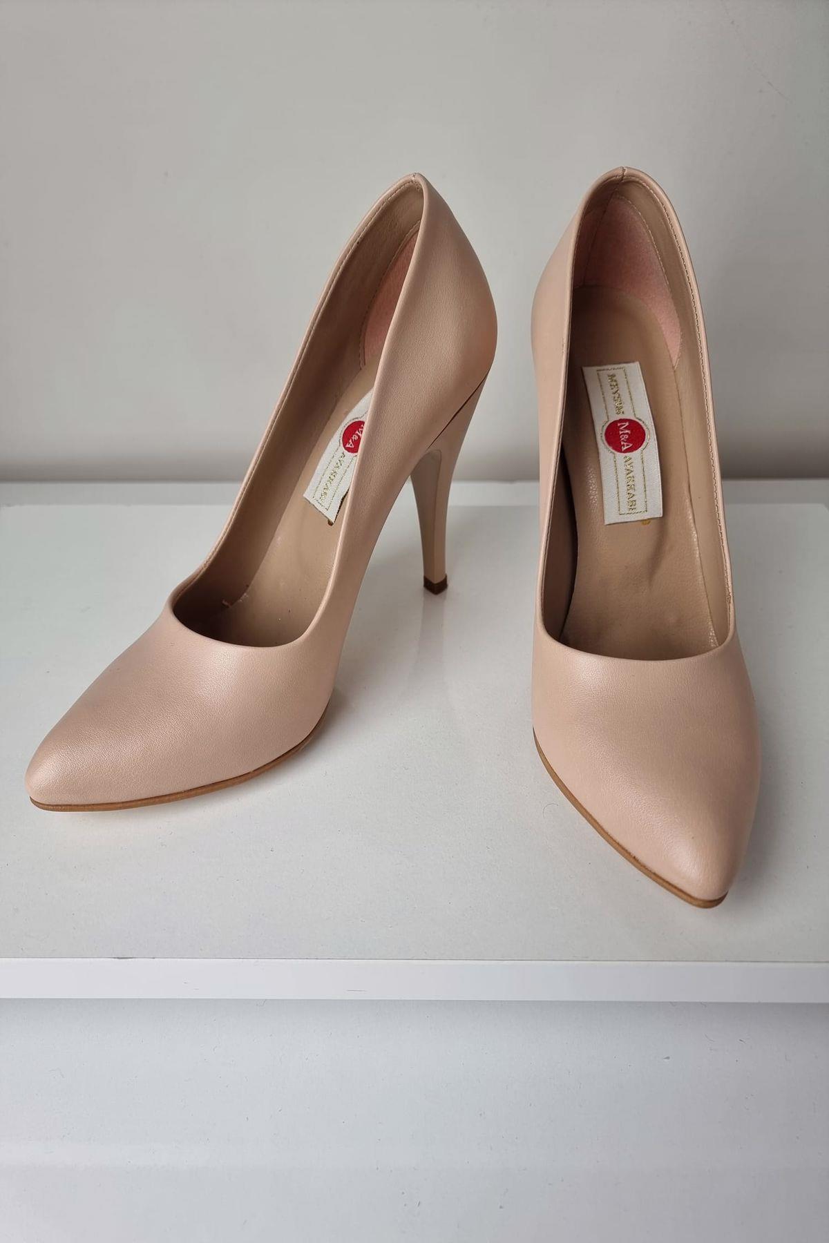1140 Kadın Stiletto Topuklu Ayakkabı Bej Mat