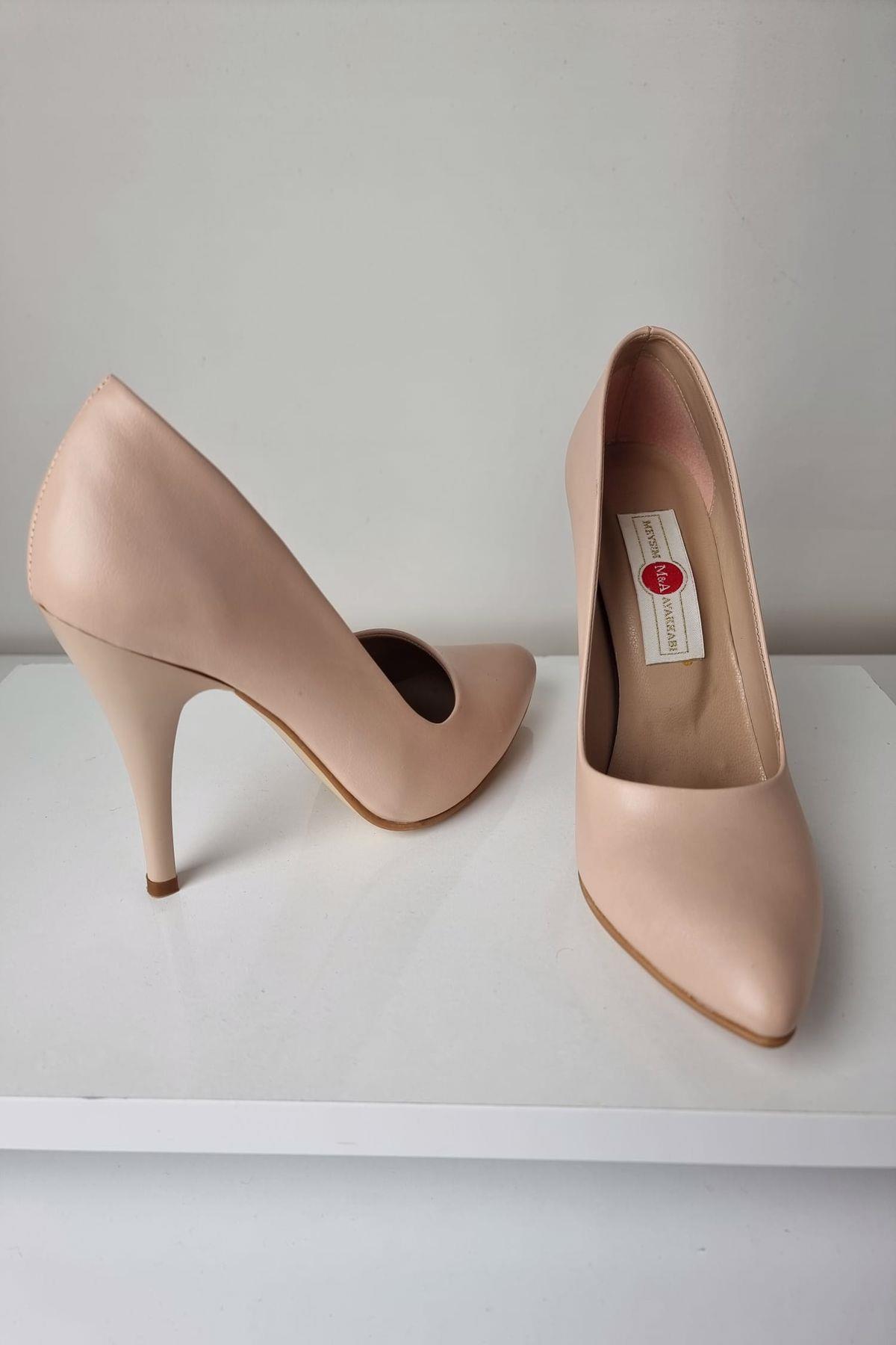1140 Kadın Stiletto Topuklu Ayakkabı Bej Mat